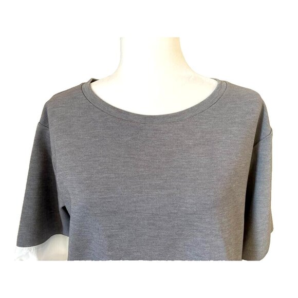 COS Sweatshirt with Shirt Hem Size Small Oversized Colorblock Top Gray White EUC - Picture 3 of 10